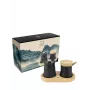 Peugeot Bali Fonte Cast Iron Salt & Pepper Mill Set with Wooden Tray, 8 cm, Black