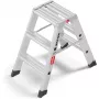 Hailo Master D80 2 x 3 Steps Double-Sided Folding Step Ladder, Aluminium, 150 kg Load Capacity, EN 131