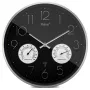 MEBUS 12988 Radio Wall Clock with Thermo-Hygrometer - Silver/Grey Frame, White Dial, Analog Time Display, Digital Temperature & Humidity, DCF77 Radio Controlled