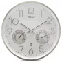 MEBUS 12989 Radio Wall Clock with Thermo-Hygrometer, Silver Frame, White Dial, DCF77