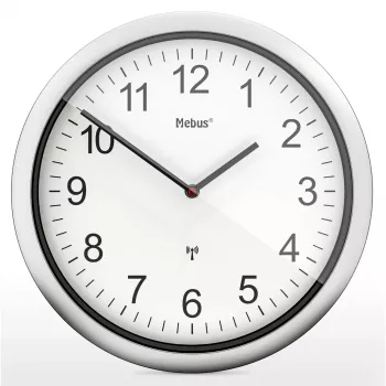 MEBUS 19809 Radio Wall Clock White/Silver
