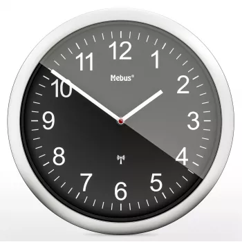 MEBUS 19812 Radio Wall Clock Black/Silver