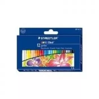 STAEDTLER Noris Club 243 NC12 Wax Crayons - 12 Assorted Colours - 11 mm Diameter - Cardboard Box