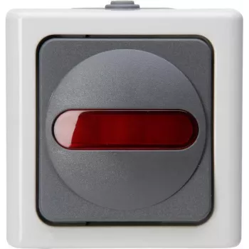 Heinrich Kopp 561656007 Push-Button Switch, Grey/White, Thermoplastic, IP44, 10A, 250V