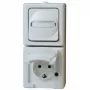 HEINRICH KOPP Kombination Vertical Switch/Schuko Socket Surface-Mounted Damp-Proof IP44 Arktis Arctic White (130802000)
