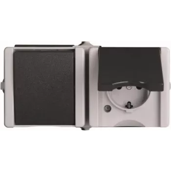 HEINRICH KOPP proAQA Surface-Mounted Switch/Socket Combination Horizontal Grey IP44