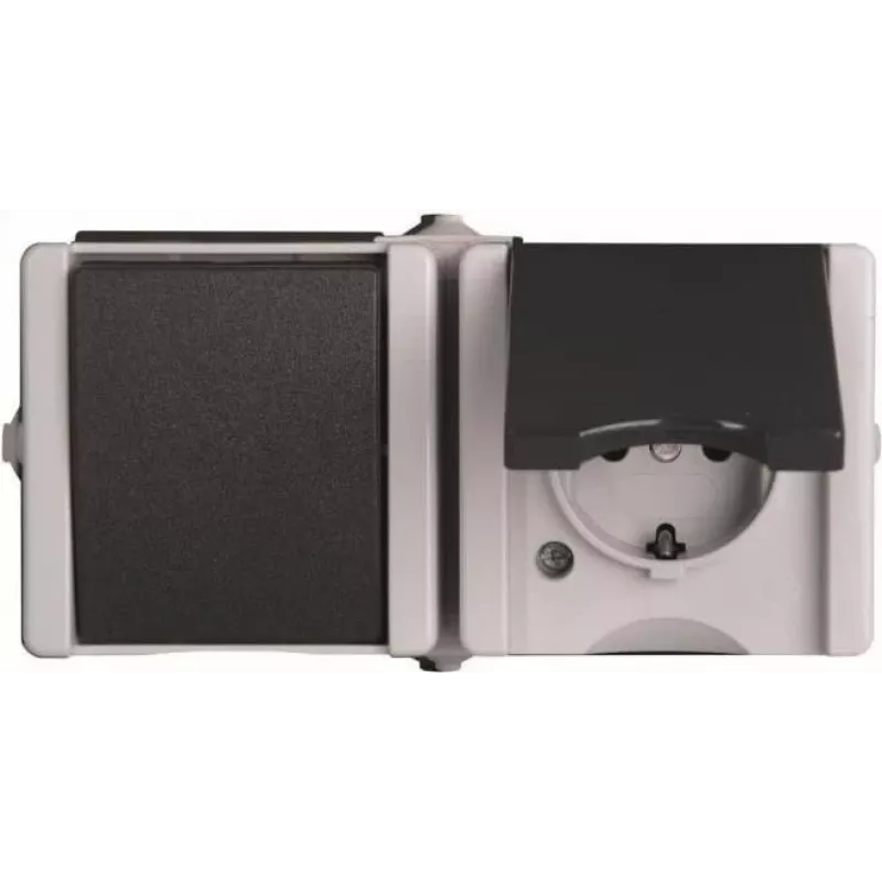 HEINRICH KOPP proAQA Surface-Mounted Switch/Socket Combination Horizontal Grey IP44
