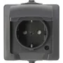 HEINRICH KOPP NAUTIC 1-Gang Schuko Socket with Flap Cover, IP44, Surface-Mounted, Grey