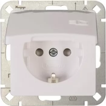 Heinrich Kopp HK05 Schuko Socket with Increased Touch Protection, Pure White (RAL 9010), Flush-Mounted, 16A 250V