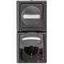 Heinrich Kopp BlueElectric Surface-Mounted Socket Combination Anthracite IP44 Glazed