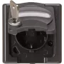 Heinrich Kopp BlueElectric Surface-Mounted Socket Outlet 1-Gang Anthracite Glossy IP44 with Hinged Lid and Child Protection Horizontal