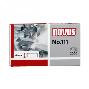 Novus No.111 Staples - 4 mm - 2000 Staples - 15 Sheets - Metal - Grey