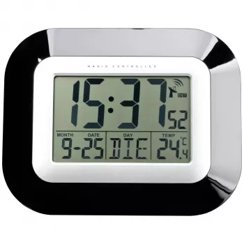 TFA 60.4503 Radio Controlled Wall Clock Digital Alarm Clock Black