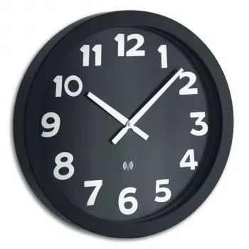 TFA 60.3506 Wall Clock - Quartz - Round - Black - White - Glass - Metal