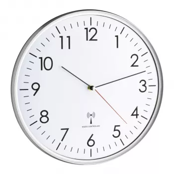 TFA 60.3514 White/Silver Analogue Radio Controlled Wall Clock