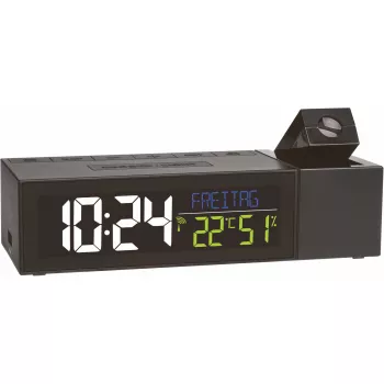 TFA 60.5014.01 Radio-Controlled Projection Alarm Clock with Indoor Climate SHOW, Black