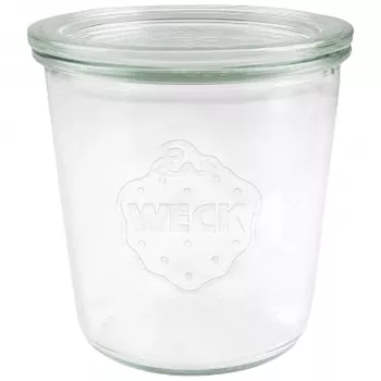 WECK Mold Jar 580ml Set of 6 - Transparent Glass Canning Jars with Lids, Clips & Rubber Rings