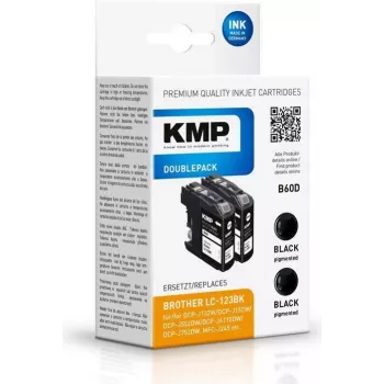 KMP B123B Black Ink Cartridge Compatible with Brother LC123/LC125/LC127/LC129 - 18ml - 600 Pages - 1 Pack