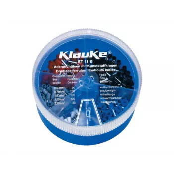 KLAUKE ST 11 B Insulated Wire End Ferrule Assortment Set - 625 Pieces, 0.5-10 mm², Grey/Black Box