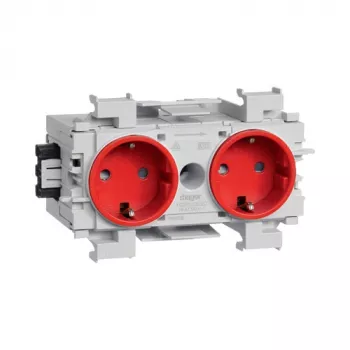 Hager GS20013020 Schuko Socket Outlet Insert, Red, IP20, 250 V, 16 A, 10 Pieces