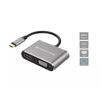 Conceptronic DONN16G USB-C 16-in-1 Docking Station - Black