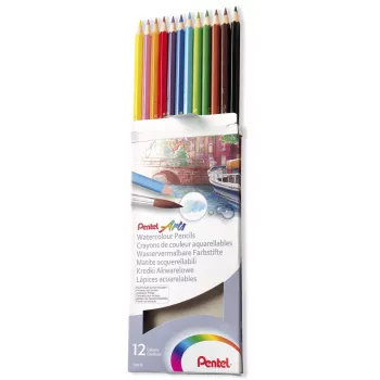 Pentel Arts Watercolour Pencils Assorted Colours Set of 12