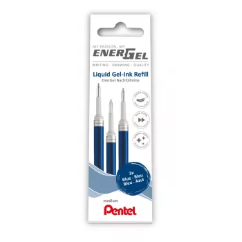 Pentel 3 EnerGel Gel Pen Refills Blue 0.7 mm