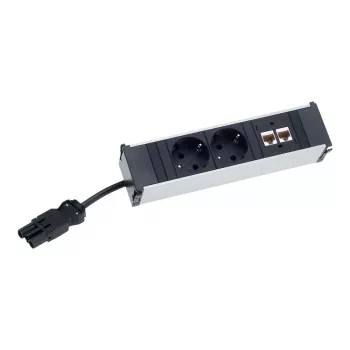 Bachmann CONI 4x UK Outlet 45° Angled Power Strip Unit 3.15A Fuse 1x Module Slot Black