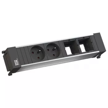 Bachmann Power Frame 916.047 Desk Power Strip 2x Type E (FR/UTE) Silver