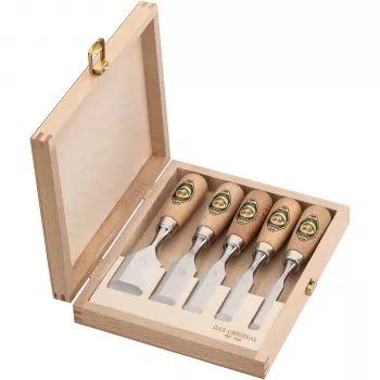 Kirschen Short Chisel Set in Wooden Box, 5-Piece
