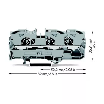 WAGO 2010-1301 Through Terminal Block, 10 mm², 800 V, Gray, DIN Rail Mount