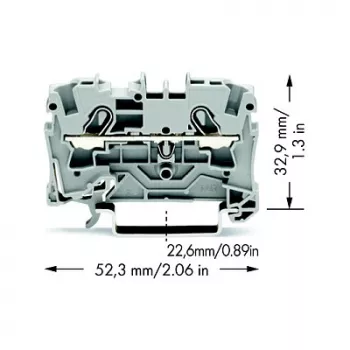 WAGO 2004-1201 Through Terminal Block, 2-Conductor, 800 V, 32 A, Gray, 6.2 mm Width, CAGE CLAMP