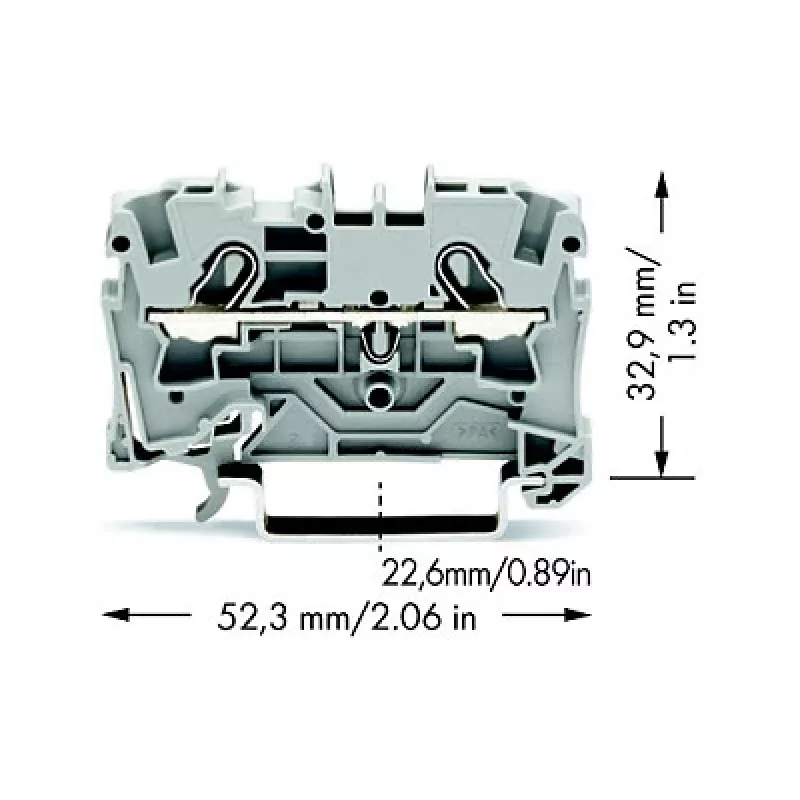 WAGO 2004-1201 Through Terminal Block, 2-Conductor, 800 V, 32 A, Gray, 6.2 mm Width, CAGE CLAMP
