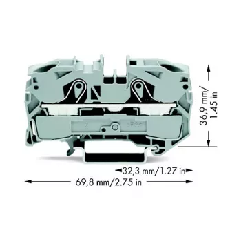 WAGO 2016-1201 Through Terminal Block, 16 mm², 800 V, Gray, Push-in CAGE CLAMP