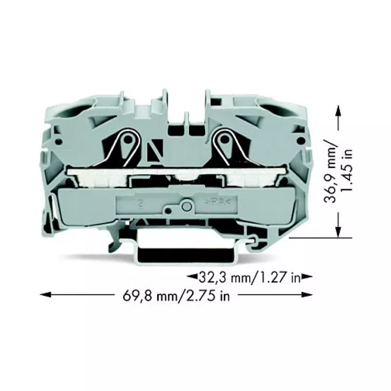 WAGO 2016-1201 Through Terminal Block, 16 mm², 800 V, Gray, Push-in CAGE CLAMP