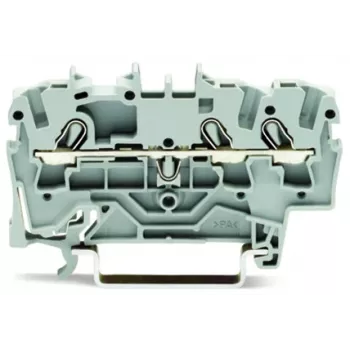 WAGO 2002-1301 Push-in CAGE CLAMP Terminal Block, 2-Conductor, 2.5 mm², 800 V, Gray
