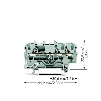 WAGO 2002-1301 Push-in CAGE CLAMP Terminal Block, 2-Conductor, 2.5 mm², 800 V, Gray