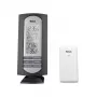 MEBUS 11146 Wireless Weather Station with Outdoor Sensor, LCD Display, DCF77 Radio-Controlled Clock, Temperature and Humidity Monitor, Weather Forecast, Moon Phase, Alarm, Snooze, Backlight, Wall Mountable, Black