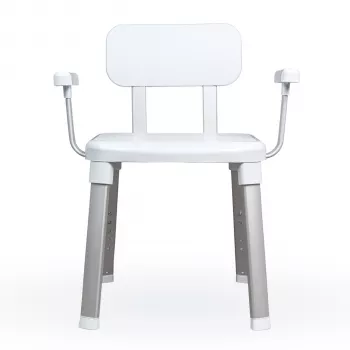Weinberger Gratia Shower & Bath Chair with Backrest and Armrests - White/Silver