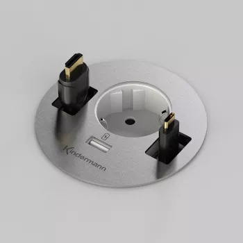 Kindermann CablePort table³ Flush-Mount Table Connection Unit, Silver