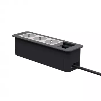 Kindermann CP Office Frame 4-Fach 3 x Power Socket Desktop Connectivity Hub Silver