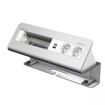 Kindermann CablePort desk² 6-fold 2x USB Charging Desk Clamp Module Silver/Black