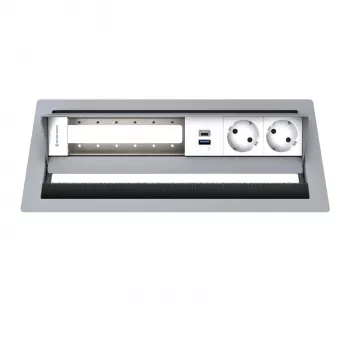 Kindermann CP Standard² 6-fold Table Connection Panel with 2x Power Outlets, 1x USB-A Charging Port, HDMI, RJ45