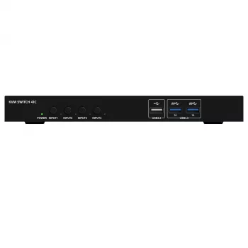 Kindermann KVM Switch 41C - 4-Port Digital KVM Switch with DVI-D, USB, Audio, EDID Emulation
