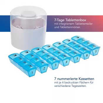 First Aid Only Pill Box with Pill Splitter Blue White
