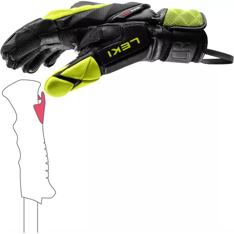 LEKI WCR Venom SL 3D Ski Racing Gloves Black/Yellow Size 10.0 (XL)
