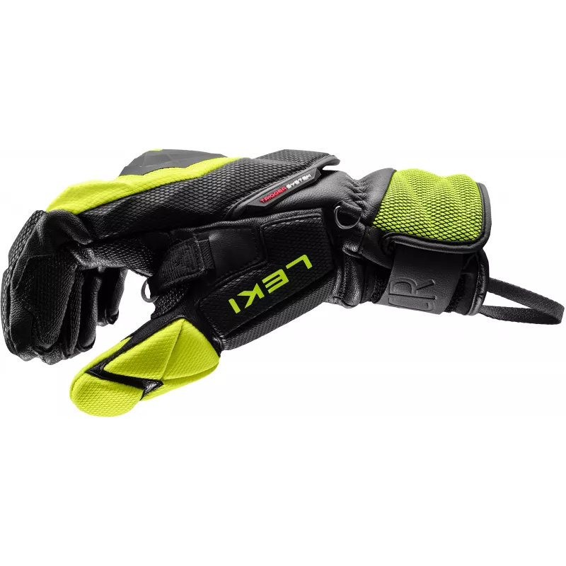 LEKI WCR Venom SL 3D Ski Racing Gloves Black/Yellow Size 10.0 (XL)