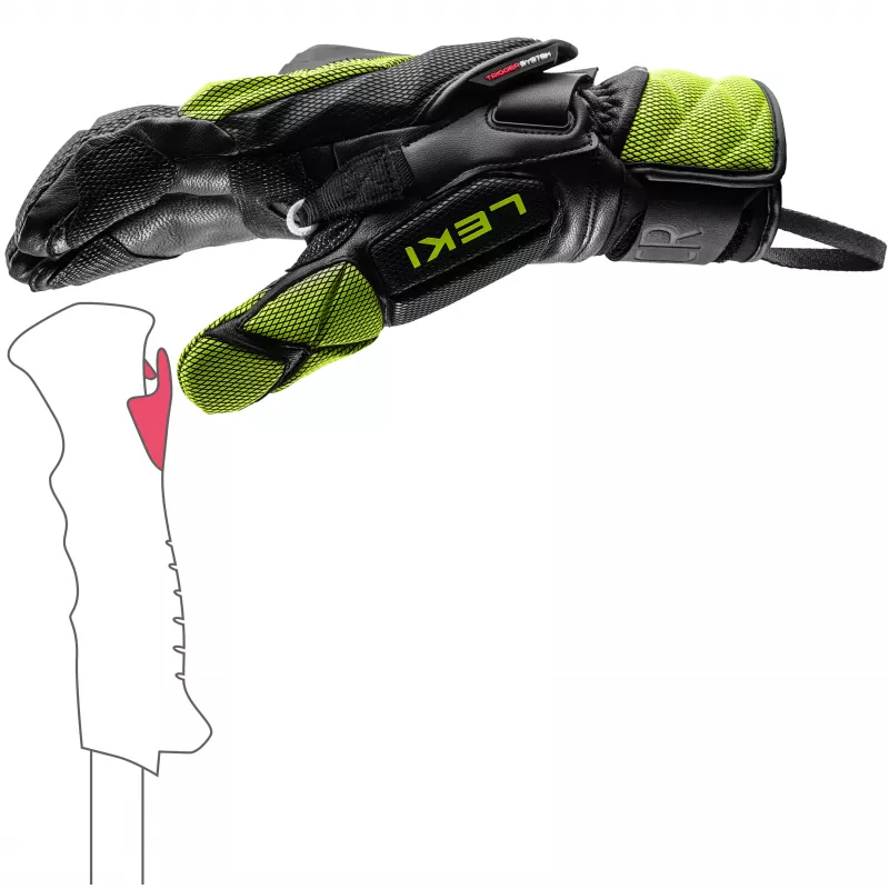 LEKI WCR Venom GS 3D Lobster Ski Racing Gloves 8.5 Black/Ice Lemon