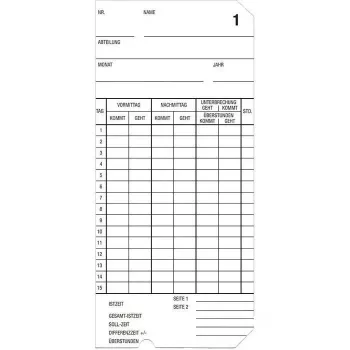 Bürk Mobatime 500 Time Cards Type 2-6 - Pack of 500