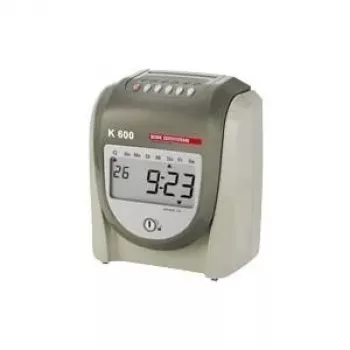BÜRK MOBATIME K600 Time Recording Device - Dot Matrix Time Clock with LCD Display, 6-Column Print, Black/Red